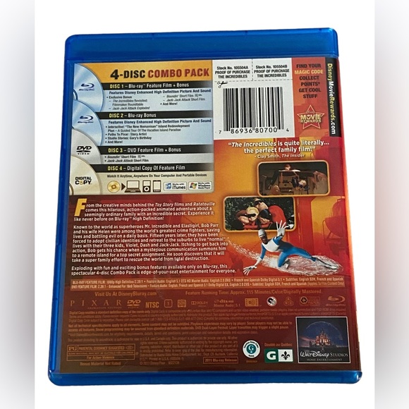 The Incredibles (2 Blu-Ray+DVD, 2011, 4-Disc Set, Includes Digital Copy)(Disney) - Picture 4 of 15